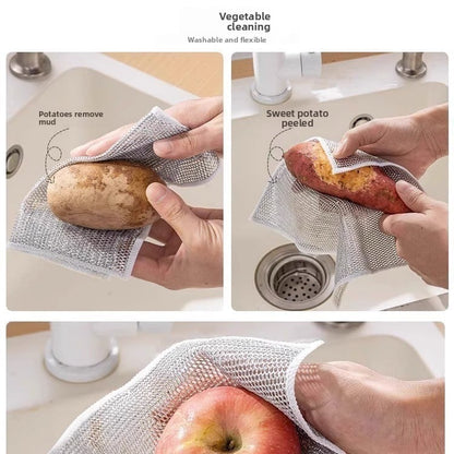 Steel wire cleaning dishwashing cloth, oil-free and stain-removing steel wire ball cleaning cloth