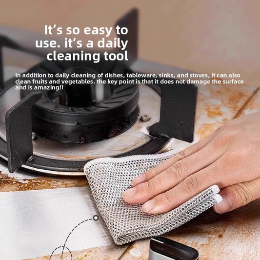 Steel wire cleaning dishwashing cloth, oil-free and stain-removing steel wire ball cleaning cloth