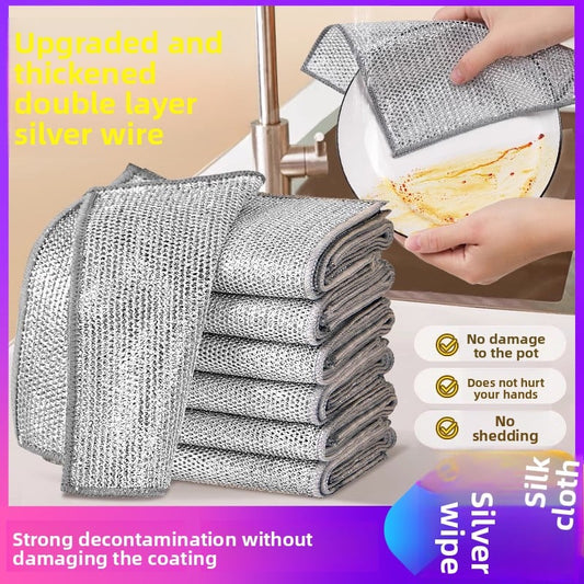 Steel wire cleaning dishwashing cloth, oil-free and stain-removing steel wire ball cleaning cloth